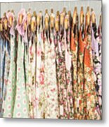 Floral Pattern Young Girl Dresses In Shop #2 Metal Print