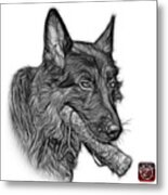 Greyscale German Shepherd And Toy - 0745 F #2 Metal Print