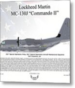 Lockheed Martin Mc-130j Commando Ii Flag Background #1 Metal Print