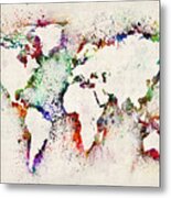 Map Of The World Paint Splashes Metal Print