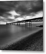 Seascape With Jetty During A Dramatic Cloudy Sunset #2 Metal Print
