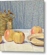 Still Life With Apples And Teapot #2 Metal Print
