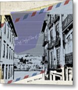 Stylish Retro Postcard Of Porto #4 Metal Print