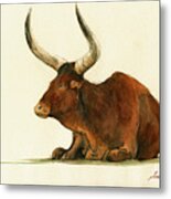Zebu Cattle Art Painting #2 Metal Print