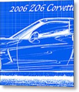 2006 Z06 Corvette Blueprint Series Metal Print