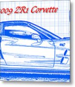 2009 C6 Zr1 Corvette Blueprint Metal Print