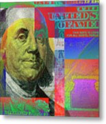 2009 Series Pop Art Colorized U. S. One Hundred Dollar Bill No. 1 Metal Print