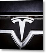 2013 Tesla Model S Emblem -0122ac1 Metal Print