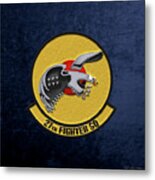27th Fighter Squadron - 27 Fs Over Blue Velvet Metal Print