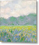 Field Of Yellow Irises At Giverny #3 Metal Print