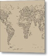 World Map Of Cities Metal Print