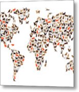 Cats Map Of The World Map #4 Metal Print