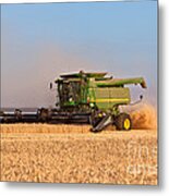 Combine Harvesting Wheat #4 Metal Print