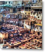 Leather Tanneries Of Fes - 1 Metal Print