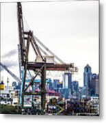 Port Of Seattle With Downtown Skyline Early Morning #4 Metal Print