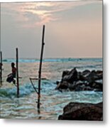 Stilt Fishermen - Sri Lanka #4 Metal Print