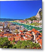 Town Of Omis And Cetina River Mouth Panoramic View #4 Metal Print