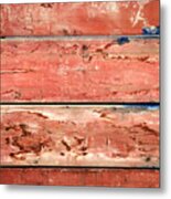Wood Background With Faded Red Paint #4 Metal Print
