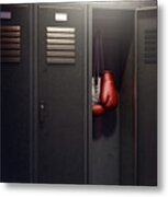 Open Locker And Hung Up Boxing Gloves #5 Metal Print