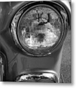 55 Chevy Headlight Grayscale Metal Print