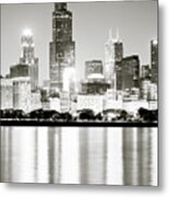 Chicago Skyline At Night #6 Metal Print