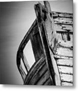 Old Abandoned Boat Portrait Bw Metal Print