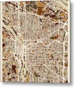 Portland Oregon City Map #6 Metal Print