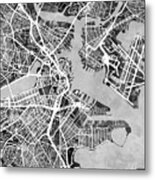 Boston Massachusetts Street Map #8 Metal Print