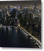 Chicago Night Skyline Aerial Photo #13 Metal Print