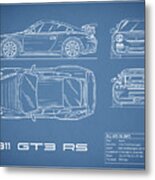 911 Gt3 Rs Blueprint Metal Print