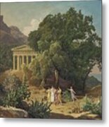 A Doric Temple In Sicily With Castelmola Metal Print