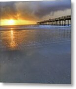 A Jacksonville Beach Sunrise - Florida - Ocean - Pier Metal Print