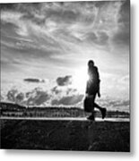 A Man At Sunset - Howth, Ireland - Black And White Street Photography Metal Print