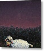 A Sheep In The Dark Metal Print