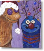 A Sock Puppet Christmas Metal Print