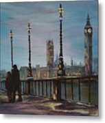 An Evening Stroll Along The Thames Metal Print