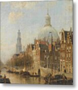 A View Of An Amsterdam Canal, Metal Print