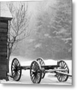 A Wagon In Winter Metal Print