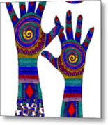 Aboriginal Hands Blue Transparent Background Metal Print