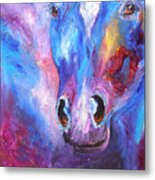 Abstract Blue Horse Metal Print