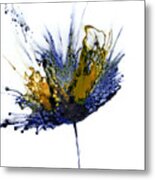 Abstract Flower Navy Blue Yellow 1 Metal Print
