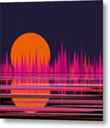 Abstract Moon Rise In Pink Metal Print