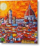Abstract Sunset Over Duomo In Florence Italy Metal Print