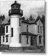 Admiralty Head Lighthouse Sketched Metal Print