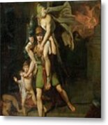 Aeneas Fleeing With His Father Metal Print