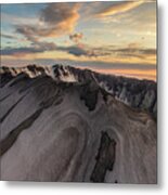 Aerial Mount St Helens Sunset Crater Snow Swirls Metal Print