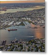 Aerial View Port Of Ny And Nj L Metal Print