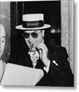 Al Capone, With A Cigar And A Big Metal Print