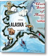 Alaska Fun Map Metal Print