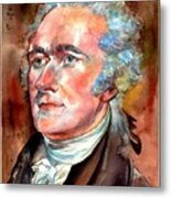 Alexander Hamilton Watercolor Metal Print